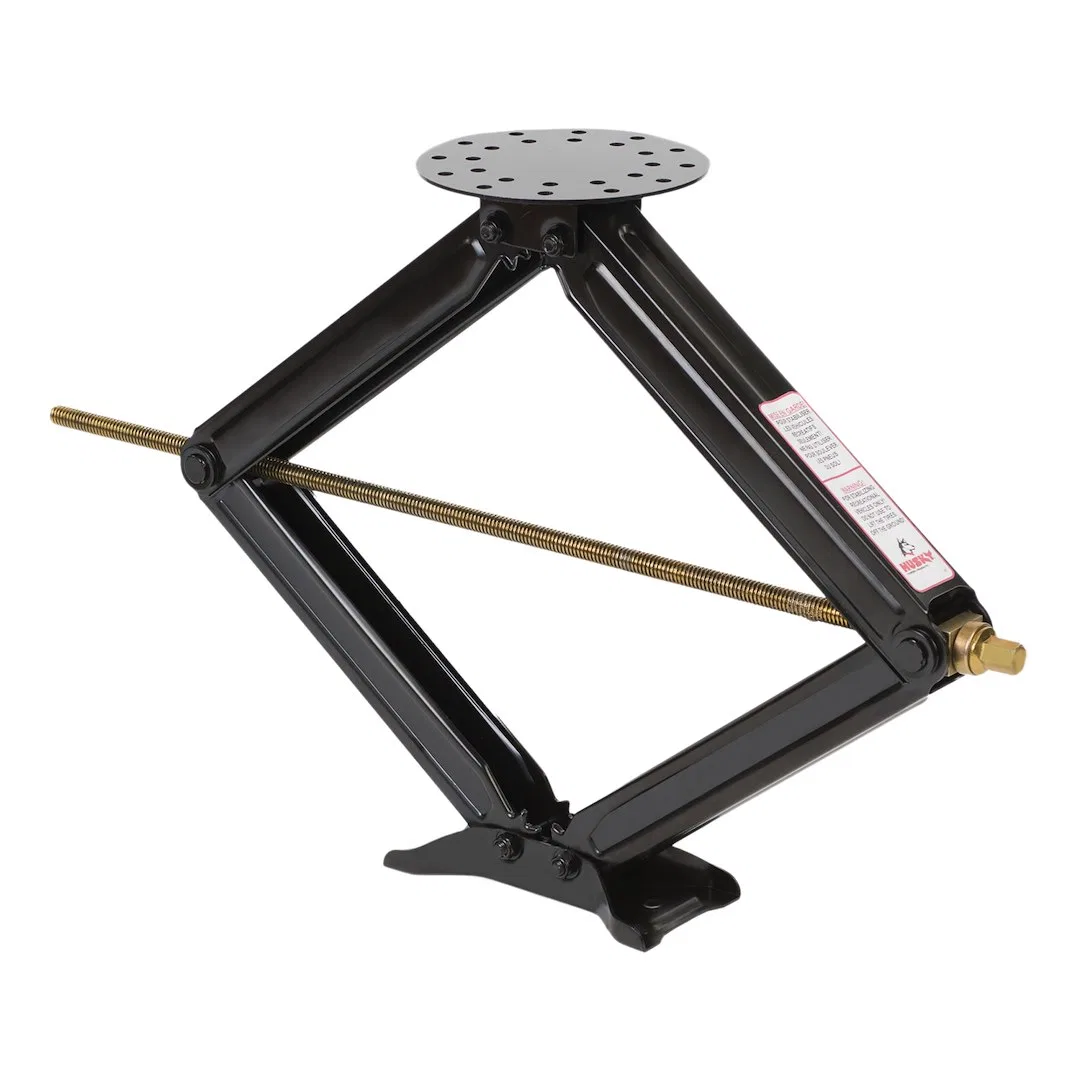 88124 – HUSKY TOWING Leveling Jack, For RV Frame Manual Round Support Plate 5000 Pound Weight Capacity Scissor Type B...